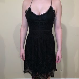 Strappy, Black Summer Dress With Lace-up Back